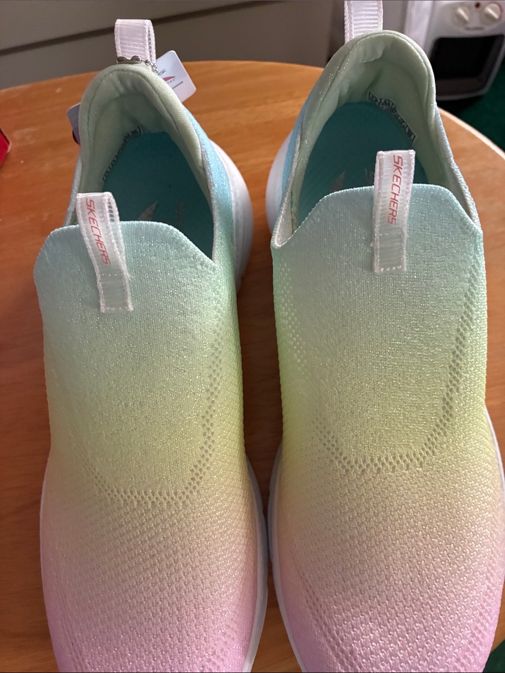 Skechers Kids Slip-On Pastel Gradient Knit Sneakers - Pink, Green, Blue